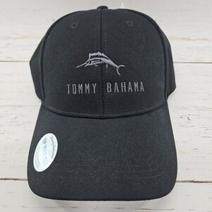 Tommy Bahama Mens Black Marlin Logo Margarita Baseball Adjustable Hat Cap‎